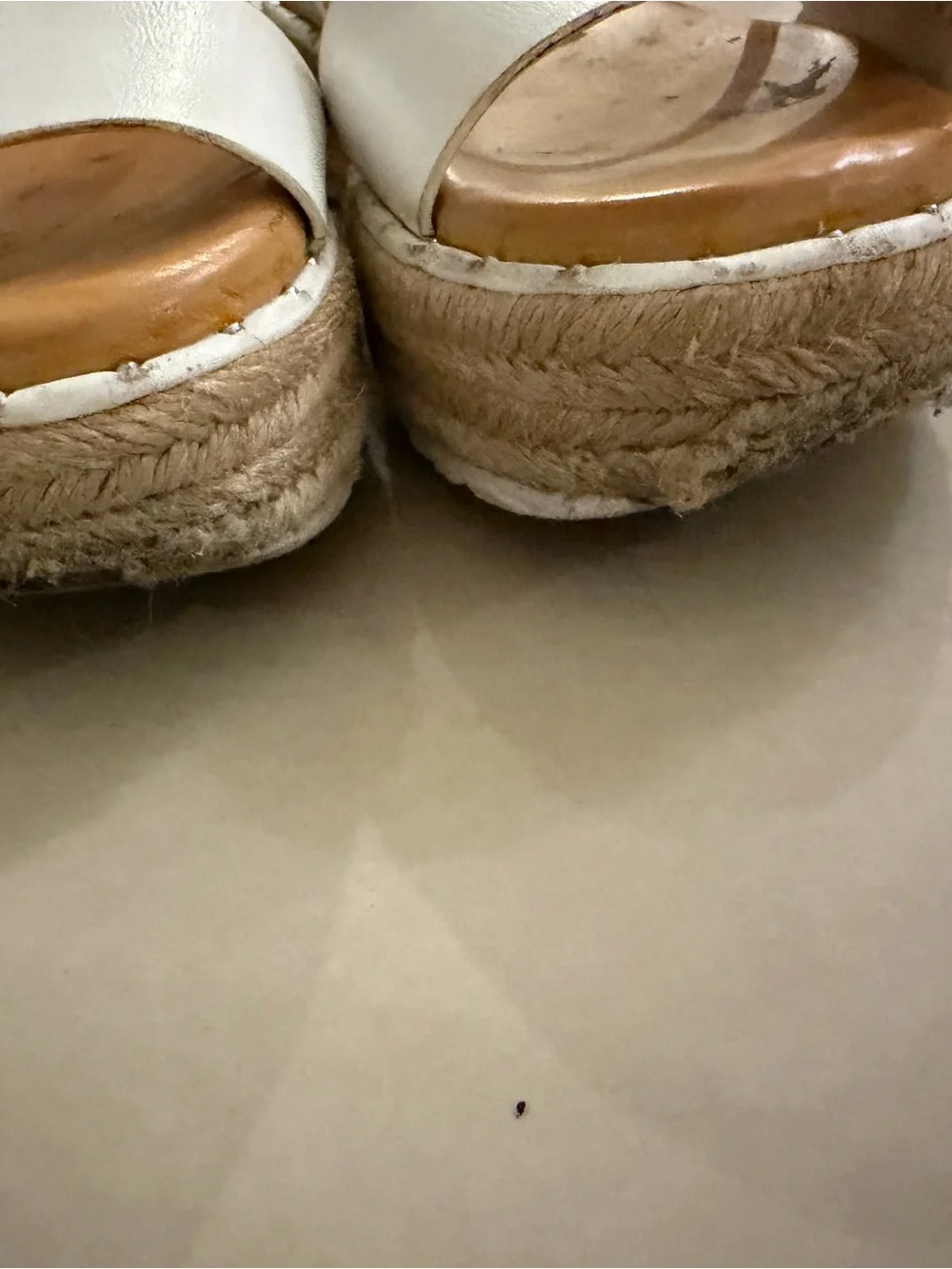 Gianni Bini White Platform Sandals with Tan Insole